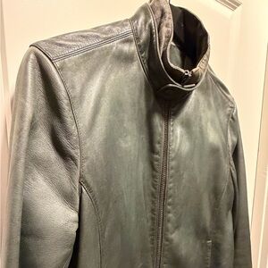 John Varvatos Dark Gray Leather Jacket